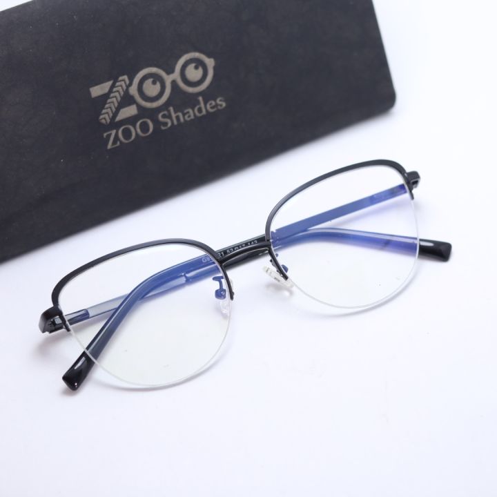 ZOO Shades Cat Eye Half Rim Black Metal Frame Glass For Women