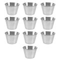 NAMUNY 1 Pack of 10 - Premium Brushed Stainless Steel Condiment Sauce Cups Spices Pots Liquid Dips Bowls - 2.5Oz 70Ml. 
