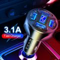 Car Charger Digital Display Fast Charging 12-24V Smart Phone USB MultiPort Adapter 3.1A Mobile Charger Auto Interior Accessories. 