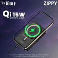 Asta WOLF Zippy Magnetic Wireless Powerbank, 10000mAh Portable Charger with Qi 15W Wireless Charging, PD 22.5W USB, PD 20W Type-C, Deformation Phone Holder, 3W Watch Charging, Lithium Polymer Battery. 