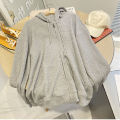 Waffle Hooded Sweater Women's Autumn New Loose Zipper Jacket Slimming Design Sense Long Sleeve Cardigan Top for Women. 