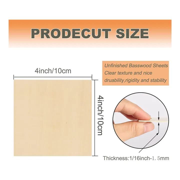 50Packs%204%20X%204%20Inch%20Plywood%20Sheets%201/16%20Inch%20Thin%20Wood%20Sheets%20Craft%20Wood%20Board%20Plywood%20for%20Crafts%20-%20Image%206