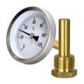 Water Temperature Gauge 120° C 2pcs with Copper Sheath 1/2 Inch Screw-in Buffer Boiler Heating. 