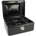 Locking Metal Cash Box with Removable Coin Tray and Key Lock 150X120X8mm. 