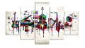 5 Panel Musical Instrument  Wall Hang Music Canvas Print With Wooden Frame by Suva Trades. 