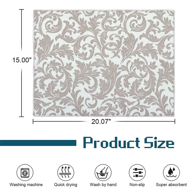 NAMUNY%204%20Pack%20Dish%20Drying%20Mat%20Absorbent%20Drying%20Mat%20Machine%20Washable%20Dish%20Drying%20Mats%20for%20Kitchen%20Counter%20Large%20(Grey%20Vine)%20-%20Image%204
