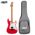 Jet Guitars JS 400 CRD HSS Roasted Maple Coral Red w/ Gigbag. 