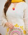 Women’s Pure Cotton Schiffli & Lino Kurti Pant with Lahariya Dupatta Set By Sapnaaz Fashion. 