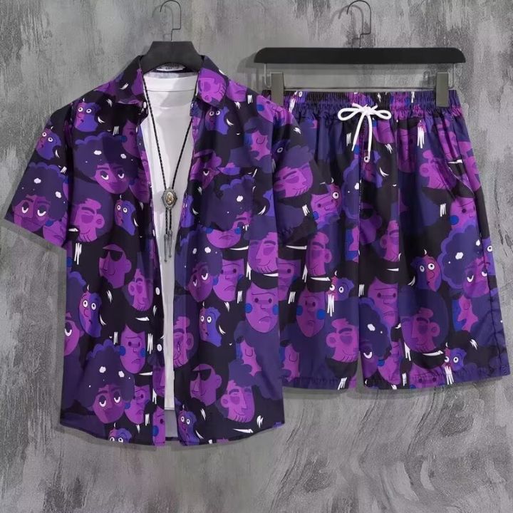 High%20Quality%20Flower%20Shirt%20Men's%20Short%20Sleeve%20Beach%20Shirt%20Sanya%20Xiawei%20Style%20Thailand%20Travel%20Vacation%20Couple%20Leisure%20Set%20-%20Image%202