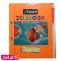 Set Of Four Orange Aman Zoology Science Practical Notebook. 