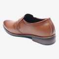 Khaki Brown Leather Plain Side Clip Design Party Shoes For Men. 