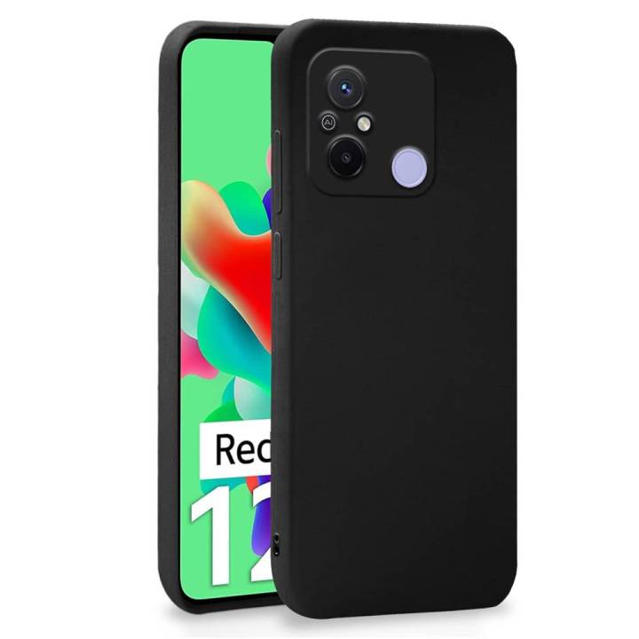 Redmi 12C / Poco C55 Back Cover Soft Matte Liquid Silicone TPU | Camera Protection | Shockproof Slim Back Case for Redmi 12C / Poco C55 (Black)