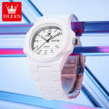 Olevs 5627 Original Men's Watch Quartz Watch Resin Strap Double Calendar Square Watch Waterproof Luminous Watch For Men Gifts Box. 