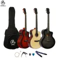 Manaslu MG5 Semi - Acoustic Guitar With Package | Semi Acoustic Guitar For Beginners | Glossy Body Acoustic Guitar. 