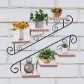 Creative American Style Wall-mounted Flower Stand Art Staircase Shape Wall Display Shelf Simple Wall Hanging Flower Pot Living Room. 