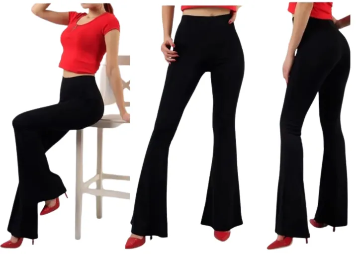 "Stylish%20Black%20Flared%20Pants"%20mango%20Pant%20For%20Women%20MG%20-%20Image%202