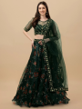 Embroidered Semi Stitched Net Lehenga Choli with Dupatta for Women, Wedding and Festive Wear. 
