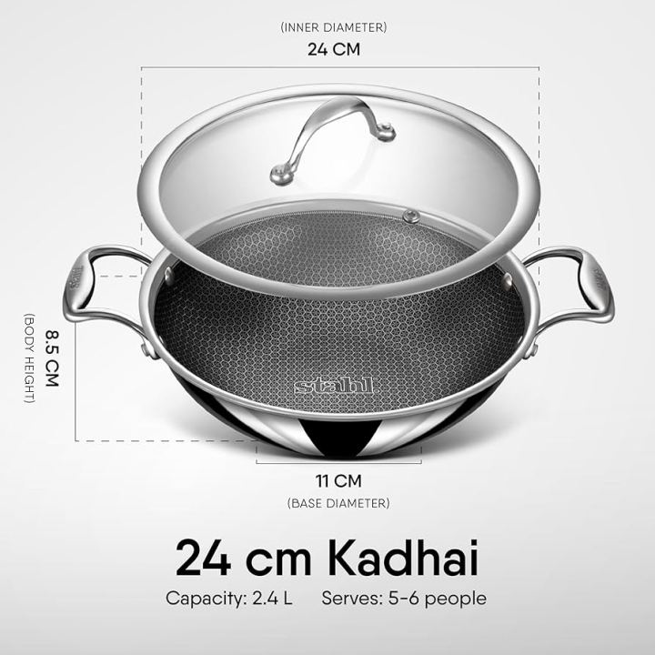 Stahl%20Triply%20Non%20Stick%20Hybrid%20Kadhai%20With%20Glass%20Lid,%206324,%2024%20cm,%202.4%20Liters.%20-%20Image%203