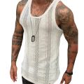 European and American New Men's Summer Thin Sleeveless Men's Vest White Mesh Hollow Sports Top SY0023. 