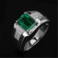 【Mega Men's Sapphire Diamond Green Tapered Crystal Trendy Men's Aggressive Adjustable Ring. 