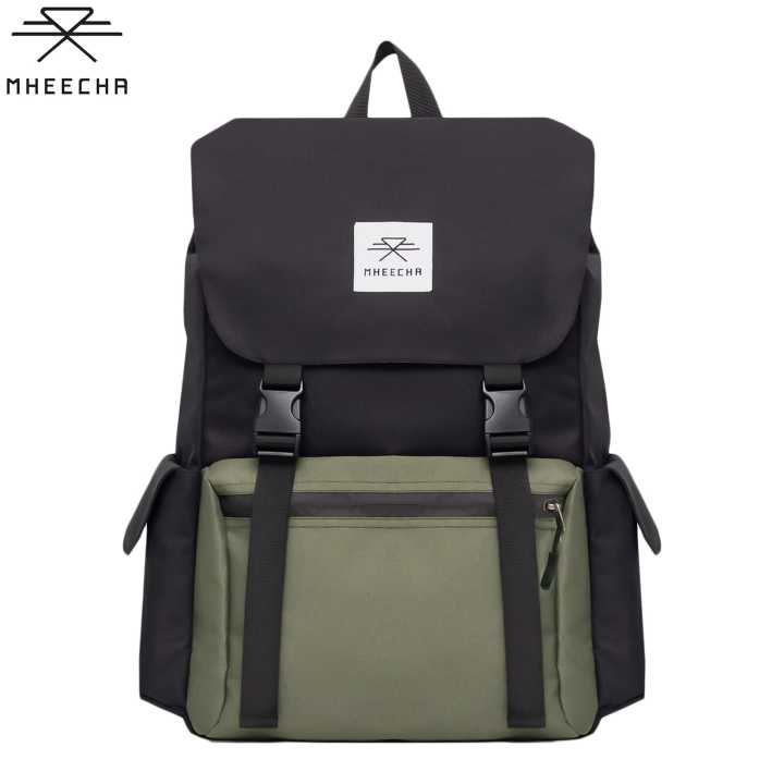 Mheecha Boulder Sack Black/Moss Green for Unisex Backpack | Fashion Padded Laptop Compartment Backpack