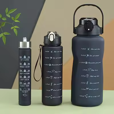 3In1 Water Bottle With Large Capacity For Hiking Home Use Sports Gym Bottle ( 2000ml-900ml-280ml)