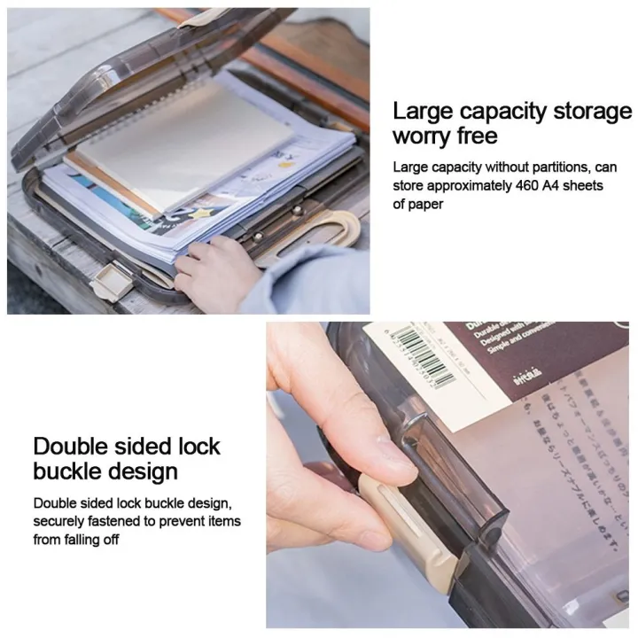 Portable Plastic A4 File Folder Transparent File Box Document Organizer ...