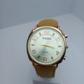 New Design Brown Leather Belt Silver Color Round Dial Best Quality Quartz Wrist Watch FOr Men. 