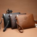 Large Capacity Male Clutch Bag Portable Soft Pu Leather Men's Handy Bag Durable Zipper Toiletry Bag Outdoor. 