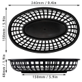 JAERBEE 48Pcs Plastic Basket Serving Tray French Fries Basket Oval Fast Food Tray Restaurant Bar Fries Food Service Tray Black. 