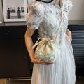 Chinese Hanfu Drawstring Bag Elegant Shoulder Bag Ethnic Style Floral Bucket Bag Ancient Style Hanfu Accessories Embroidery Flower Handbag Shopping. 