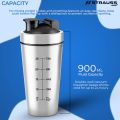 Strauss Stainless Steel Shaker Bottle 739 ML for Protein Shake, 100% Leakproof , Ideal for Protein, Pre Workout, BCAAs & Water. 