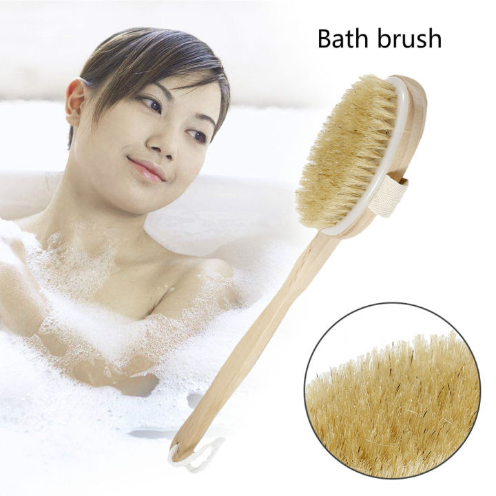 42x6cm Exfoliating Wooden Body Massage Shower Brush Natural Bristle Bath Brush SPA Woman Man Skin Care Body Back massage Brush
