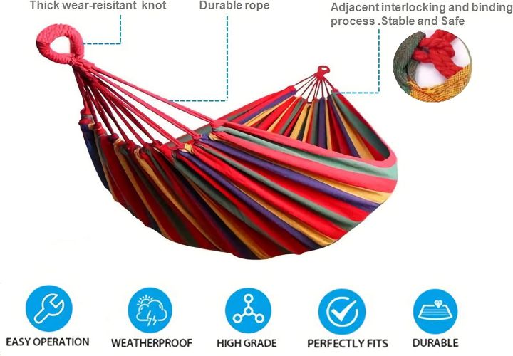 Portable Canvas Hammock With Carry Bag - Single