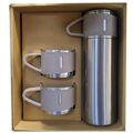 500ml Stainless Steel Thermos With 3 Cup | Vacuum Flask Set Stainless Steel Water Bottle Thermos With Extra 2 Lids. 