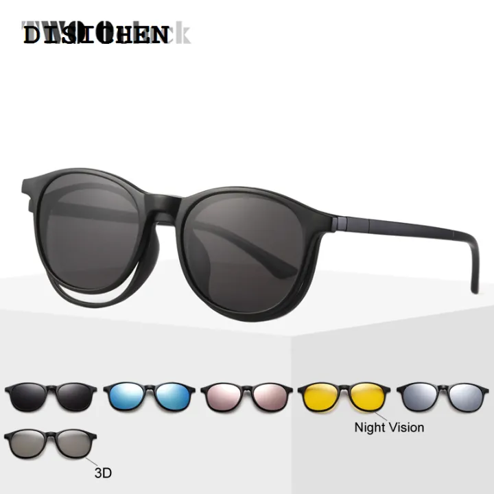 DISICHEN%202025%20New%20TWO%20Oclock%20Magnet%20Sunglass%20Women%20Men%20Polarized%20Lens%20Optical%20Spectacle%20Frame%20Clip%20On%20Glasses%20Men%20Round%20TR90%203D%20Night%20Vision%20A2245%20-%20Image%205