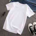 White Cotton Plain T-shirt for Men. 