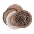 Anti-scald Fabric Plate Round Embroidery Craft Heat Insulation Kitchen Supplies Coffee Cup Mats Table Placemat Coaster. 