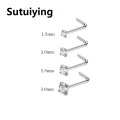Sutuiying 1PC Fashion Stainless Steel Crystal Nose Septum Piercing Studs 20G Mini Nose Ring Earrings Studs Body Piering Jewelry For Women. 