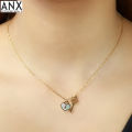 ANX New Trendy Gold Plated Layered  Pendant Necklace Lock and Heart Chain Necklace for Women. 