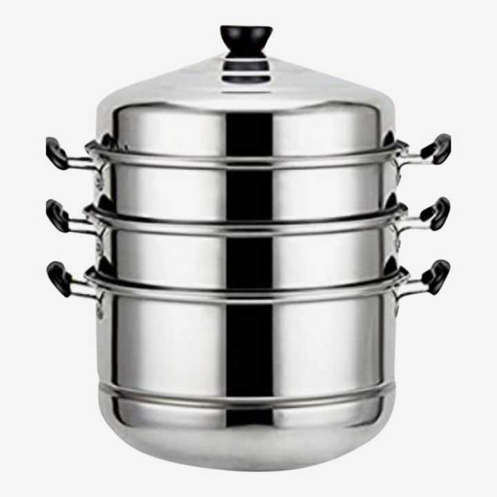 Steel%203%20Tier%20Momo%20Steamer%20With%20Glass%20Top%20Lid%2024%20Cm%20Induction%20Base%20-%20Image%202
