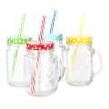 Colorful Glass Mason Jar With Lid Set Of 4. 