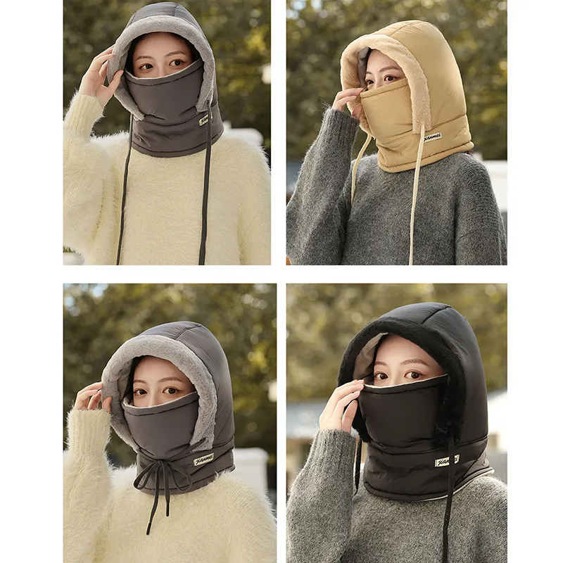Winter Thermal Fleece Warmer Cold Weather Thermal Scarf Winter Windproof Hood Hat Face Mask For Outdoor Activities