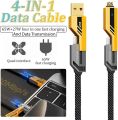 4 in 1 Multi Charging Cable,1M Dual Head USB Cable for iPhons & Androids,, 4 in 1 Multi Charger Cable Type C to Lightning, Super Fasst USB A/USB C to Type C [65W]/PD [27W] Nylon Braided Data Cable. 