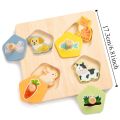 Educational Toys Puzzle Board Wooden Toys 3D Puzzles Pattern Cognitive Interactive Shape Matching Board Game DIY Logical Thinking Animal Jigsaw Toys Parent Child. 