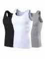 Combo Pack Of 3 Original Amul Derby Lined Vest For Men - Black / Grey / White. 