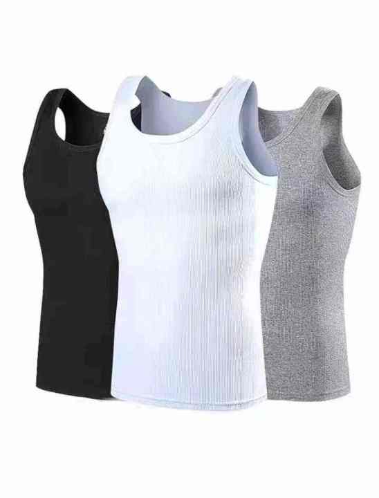 Combo Pack Of 3 Original Amul Derby Lined Vest For Men - Black / Grey / White