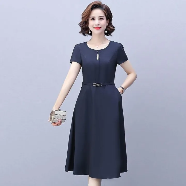 Women%20Short%20Sleeve%20Midi%20A-Line%20Adjustable%20Waist%20Casual%20Dress%20-%20Image%205