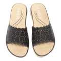 Black Miss Netted Design Slippers For Women. 