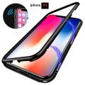 iPhone XR Magnetic Case Clear Tempered Glass Back Cover With Built-In Magnets Metal Bumper Frame 360° Protection Ultra Slim Case for iPhone XR [Clear Black]. 